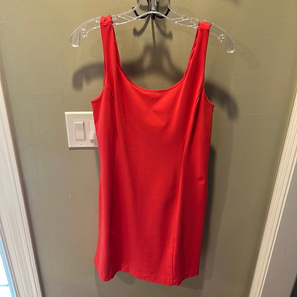 EUC Cynthia Rowley Melon Pinky Orange Tank Mini Dress Stretch Built-in Bra Sz M